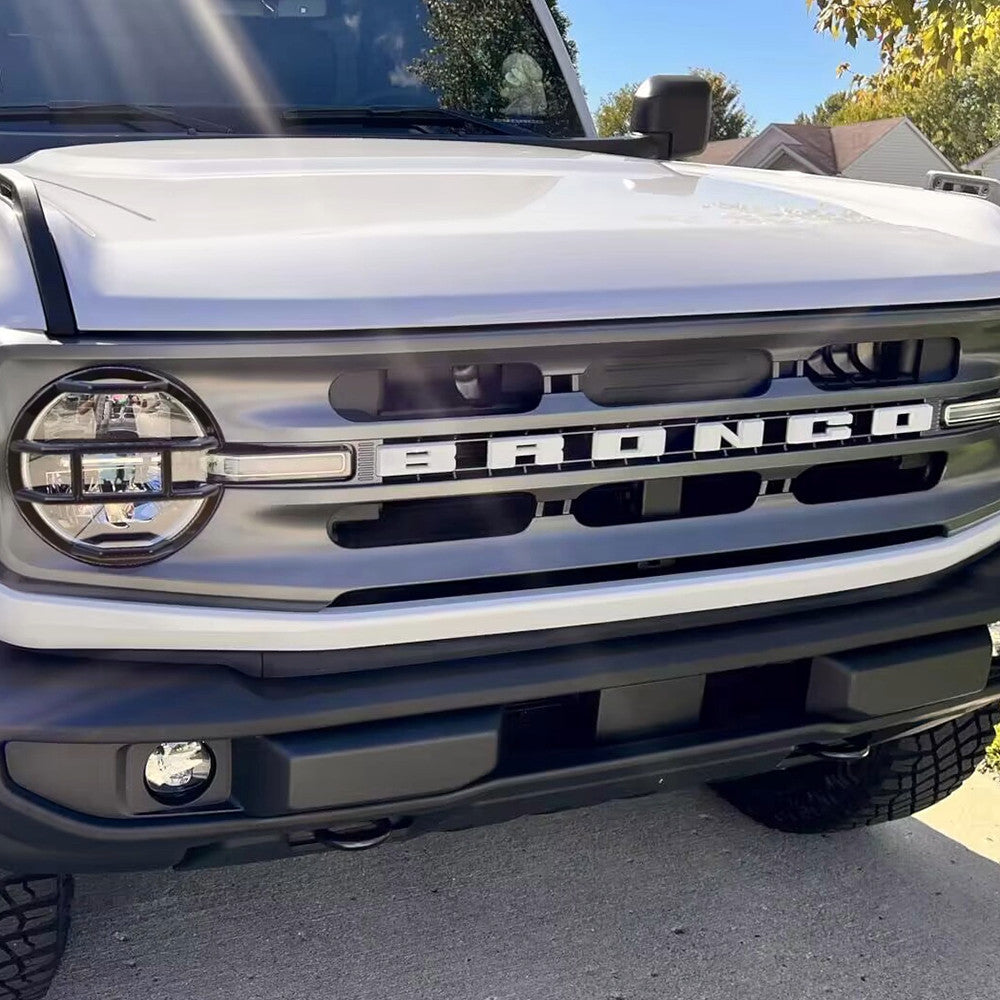 Black Front Headlight Cover Trim Lamp Hoods Guard for Ford Bronco 2021 2022 2023