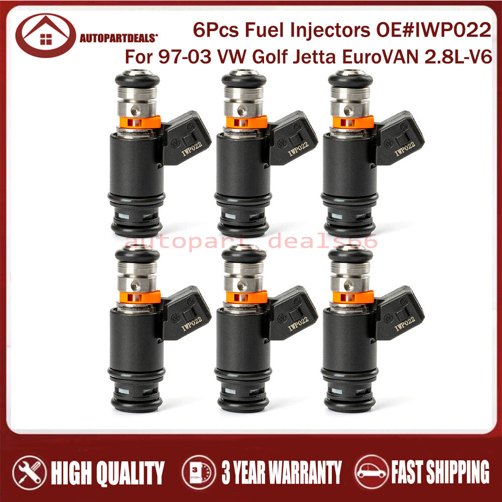 6X New Fuel Injectors 97-03 for VW for Golf for Jetta EuroVAN 2.8L-V6 IWP022 021906031D