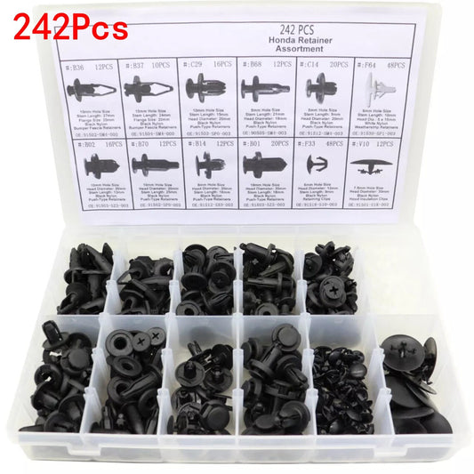 242x Car Fender Door Hood Bumper Trim Clips Body Retainer Assortment for Honda