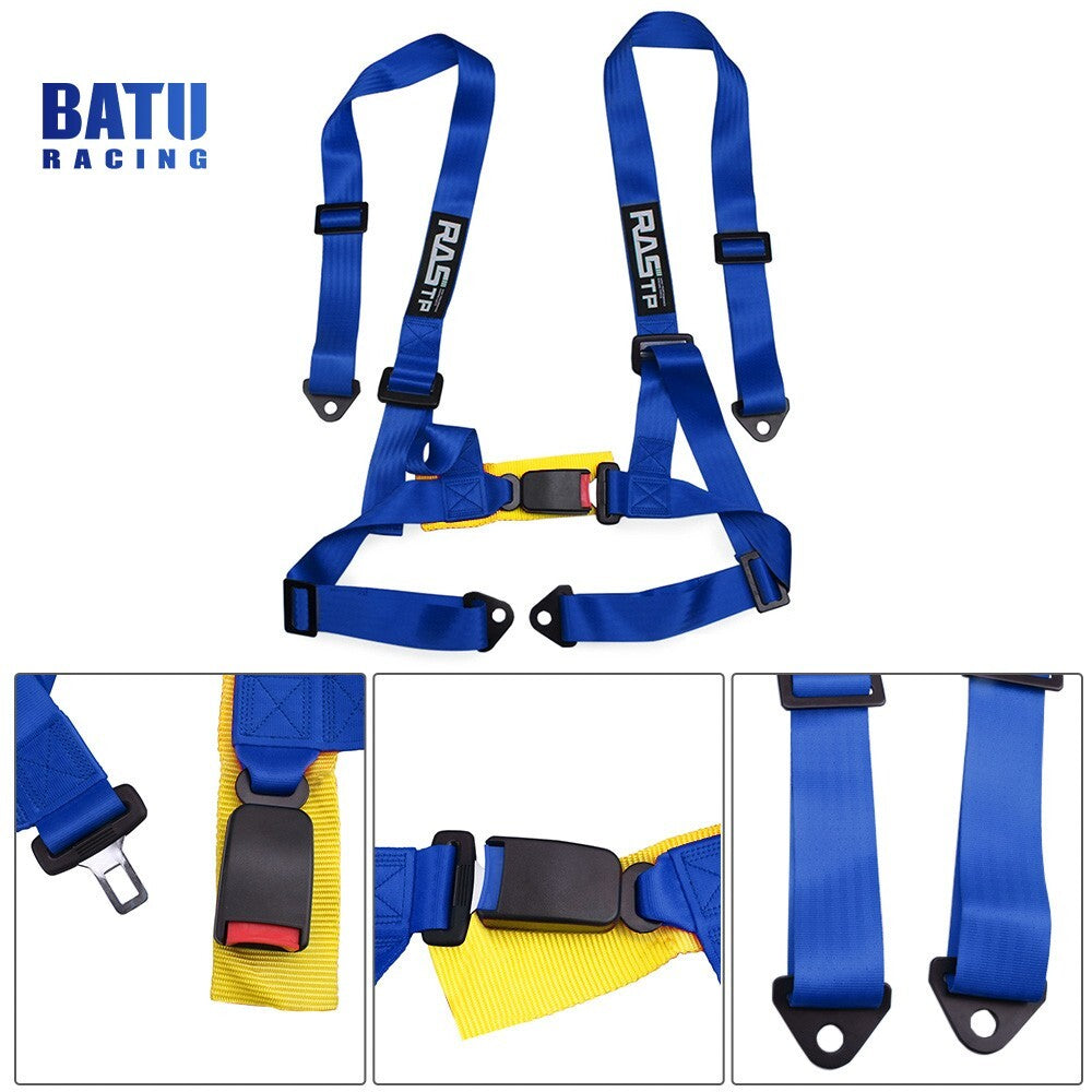 2IN 4 Point Racing Car /Go-Kart Blue Harness Universal for Seat Belt Safety Strap
