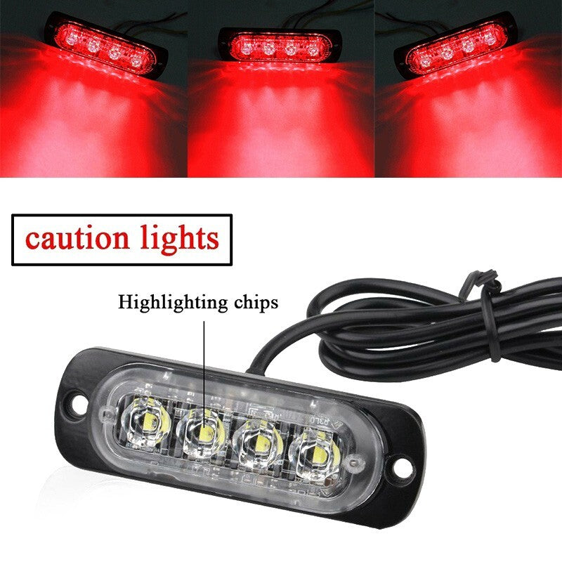4LED Off-road Car Trucks Safety Urgent Working Fog Red Light Lamp 12V 800LM