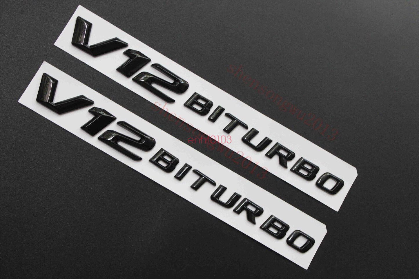 2x Black V12 BITURBO Number Letters Side Emblem Badge Sticker NEW