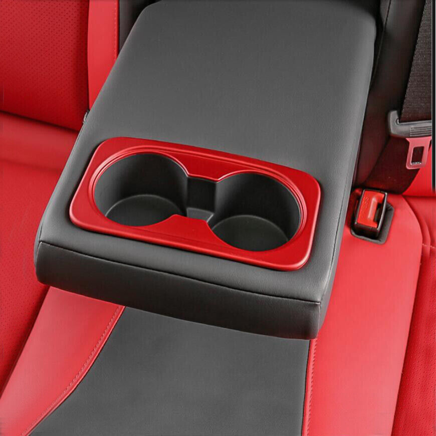 for Kia Forte 2019-2021 Red Interior Red Rear Water Cup Holder Panel Cover Trim