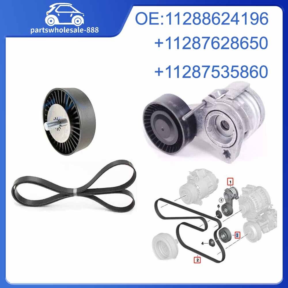 Serpentine Drive Belt Tensioner Pulley Kit Fit for BMW 128i 328i 330i 528i 530i