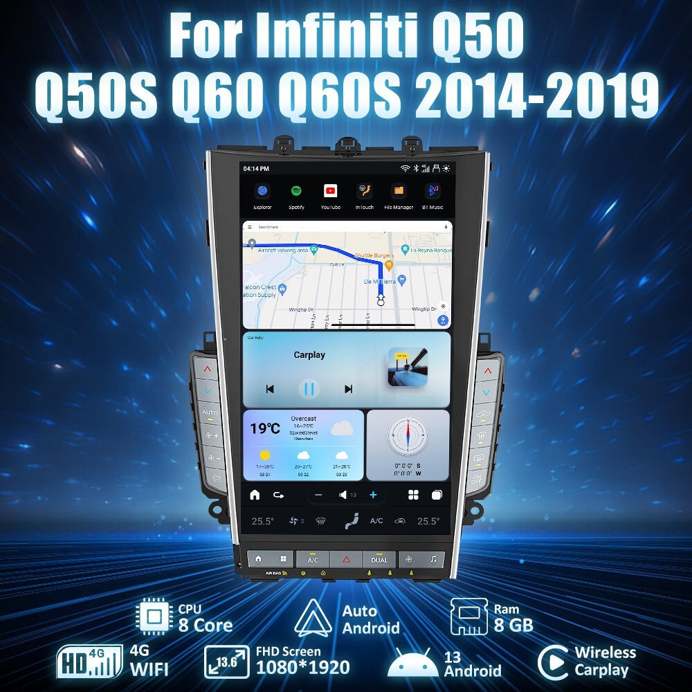 MARK 7 for Tesla Screen for Infiniti Q50 Q60 GPS Navigation 13.6 android car stereo
