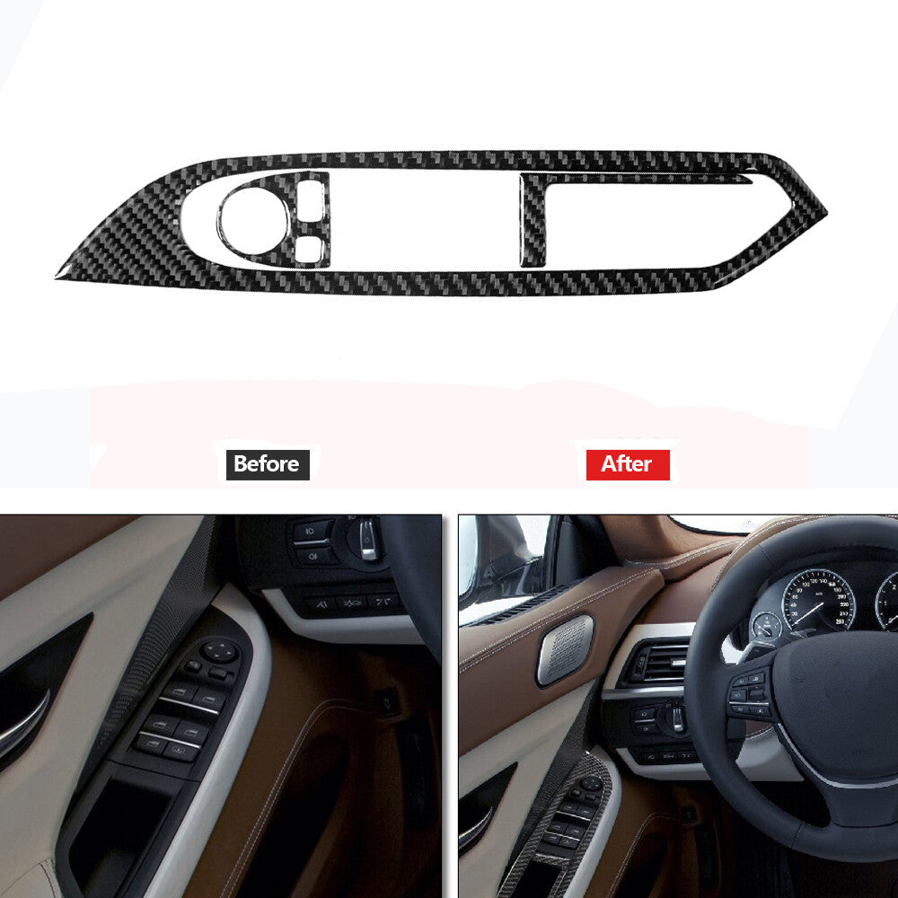 3Pcs Carbon Fiber Driver Window Switch Panel Cover Trim for BMW 6 Series F12 F13