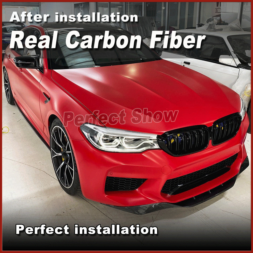 Fit for BMW 5 Series F90 M5 2018-2020 REAL Carbon Fiber Front Bumper Lip Spoiler