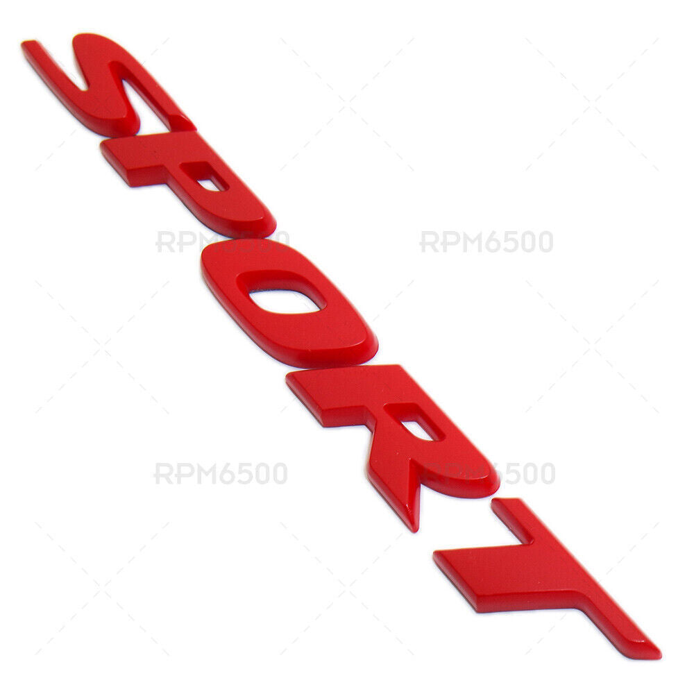 Red lettering, badges, and nameplates for the rear trunk lid of the for Honda for Civic Sport.