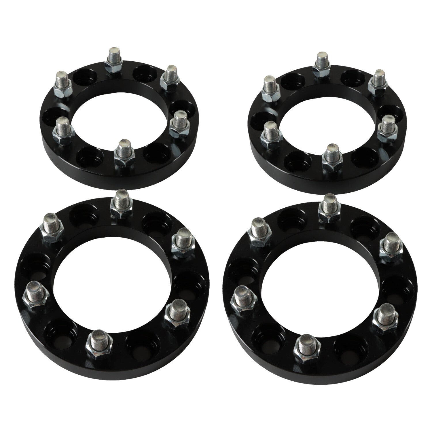 4PCS 1inch 6x5.5, 14x1.5 Studs 108mm Hub Bore Wheel Spacers without lip hub Black