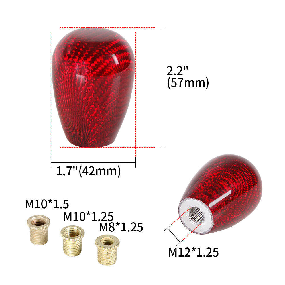 JDM Universal Red Carbon Fiber Automatic Car Gear Shift Knob Shifter 5 6 Speed