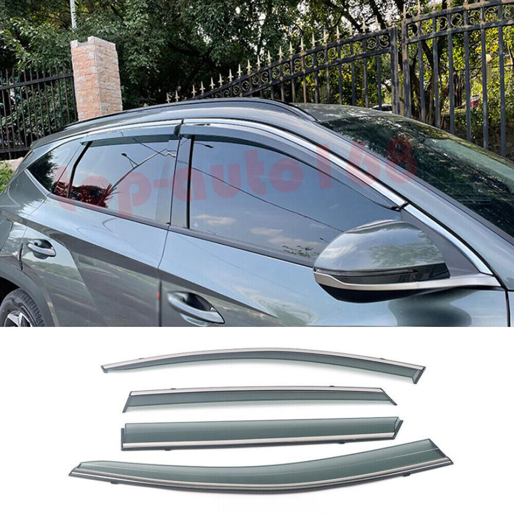for Hyundai for Tucson 2022-23 Smoky W/Chrome Window Visor Vent Shade Sun Rain Guard