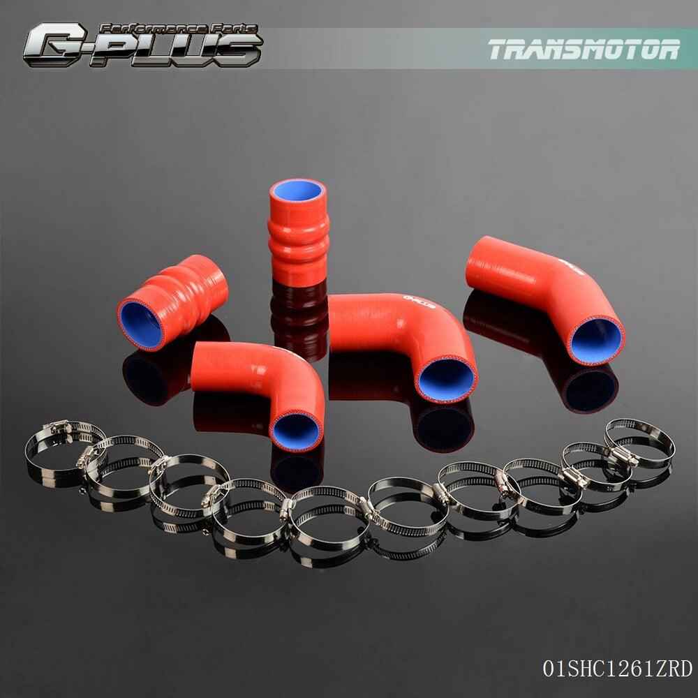 Red silicone turbine intercooler hose and free clamp suitable for focusing 1.8 TDDi