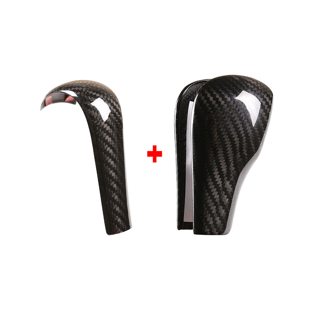 2¡ÁGear Shift Knob Trim for BMW 5 Series 96-07 X3 06-10 X5 04-06Real Carbon Fiber
