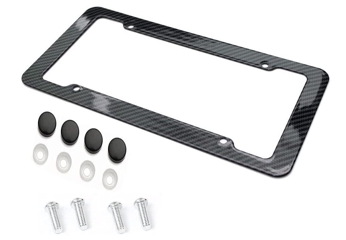 piece of car license plate frame cover cap for trunk, black carbon, suitable for VW .