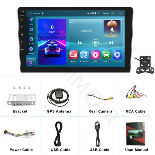 Radio Double 2DIN 10in Android 13 For Apple Carplay GPS Navigation Car Stereo