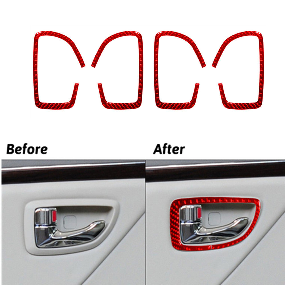 4X Red Carbon Fiber Interior Door Handle Cover Trim for Hyundai Azera 2006-2011