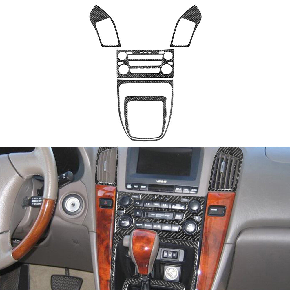 5Pcs Carbon Fiber Interior Central Console Cover Trim for Lexus RX300 1998-2003