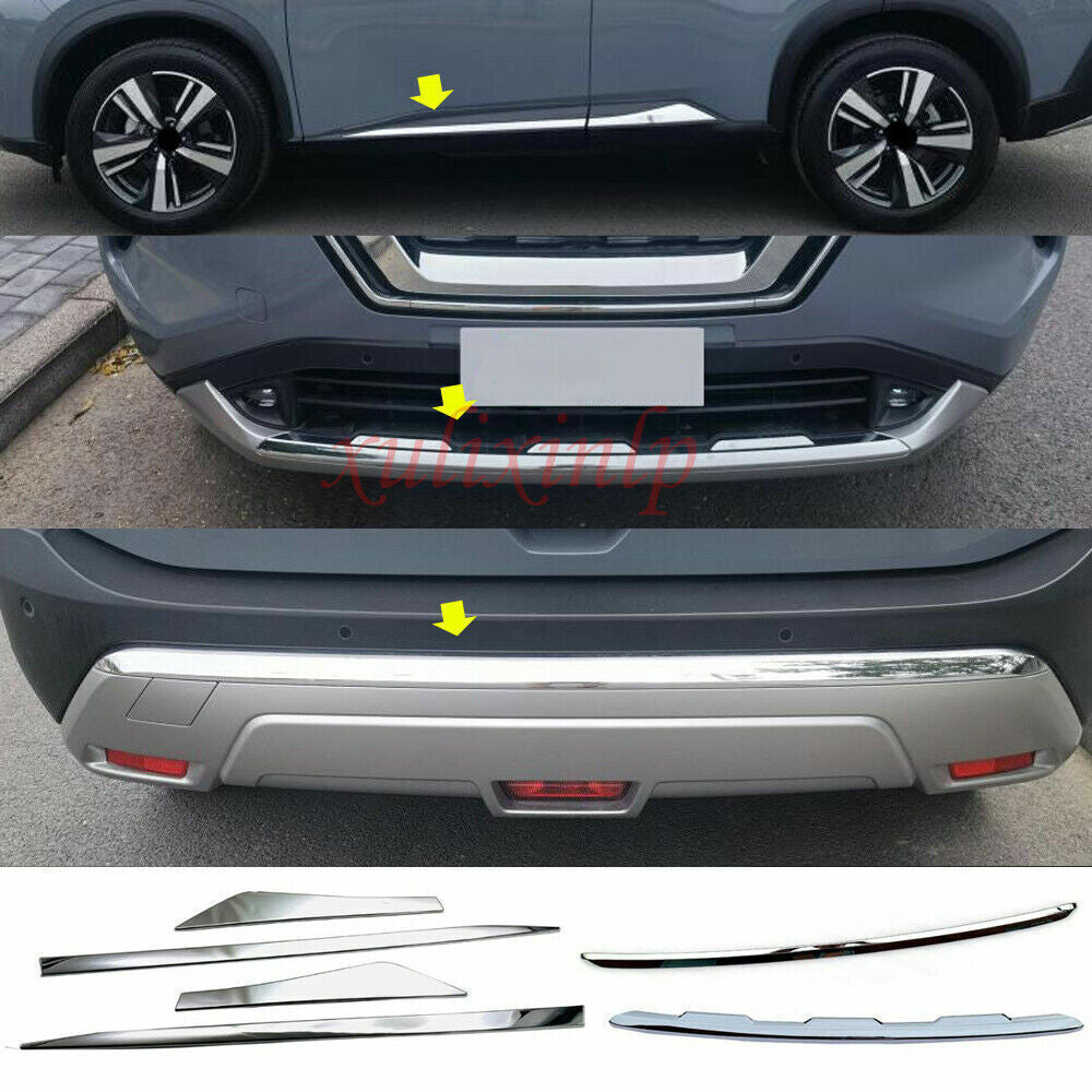 2021-2024 Fit for Nissan Rogue Chrome Front+Rear Bumper Body Molding Cover Trims