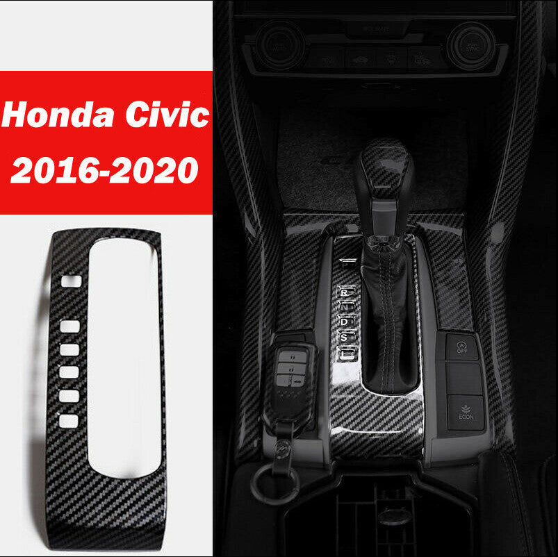 for Honda for Civic 10th 2016-2020 Carbon Fiber Car Gear Shift Box Panel Cover Trim