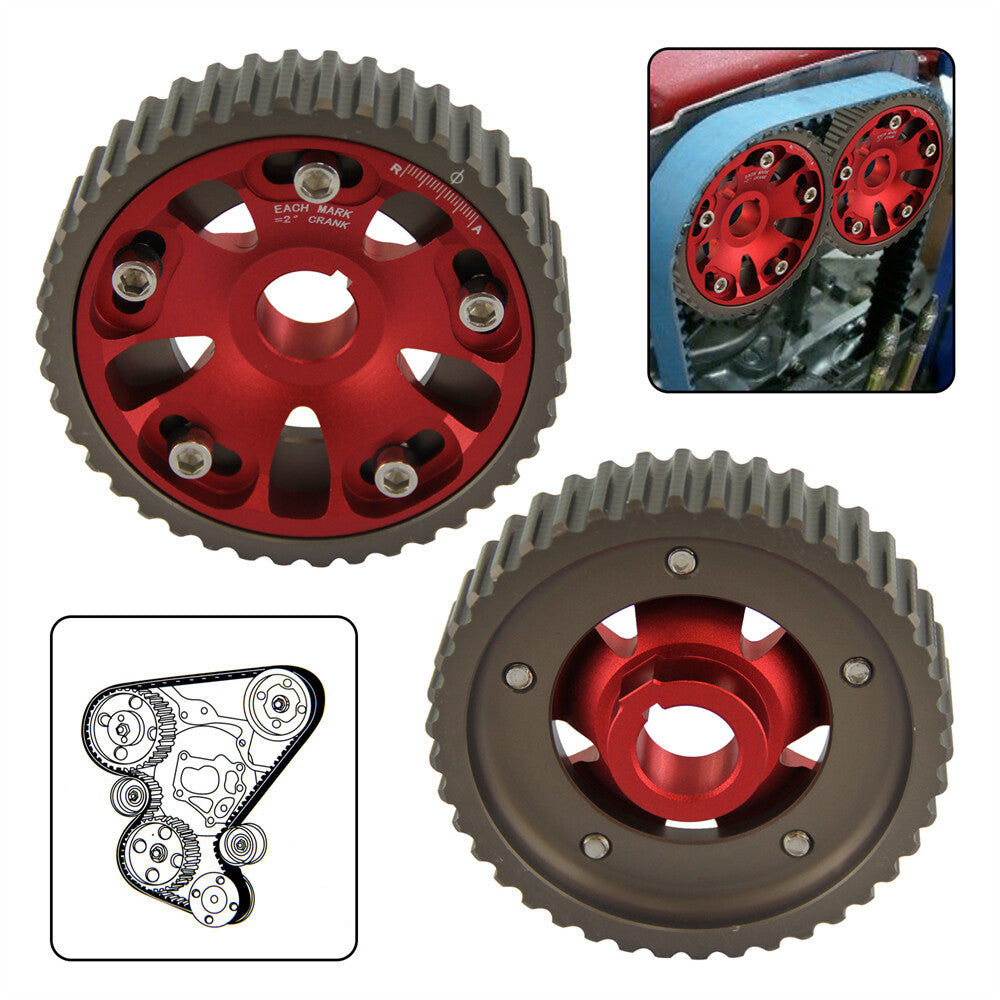 2PCS Adjustable Cam Gears For 93-01 for Honda Prelude H22 H22A1 H22A4 DOHC VTEC Red