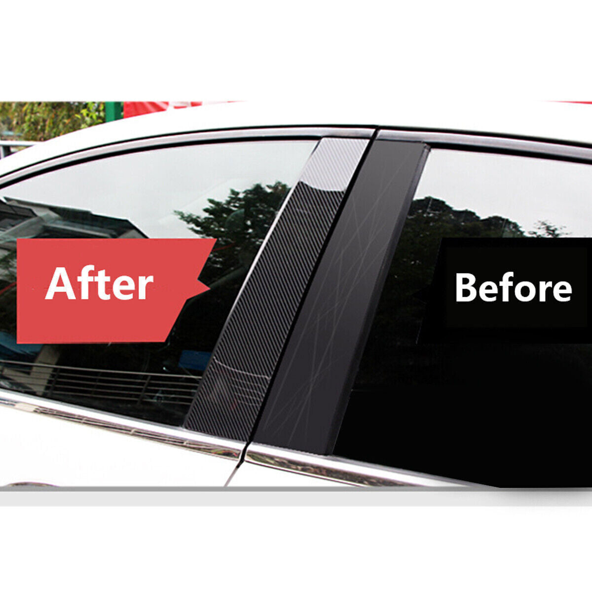 for Honda for Civic Sedan 2006-11 Carbon Fiber Pillar Post Door Window Molding Strip