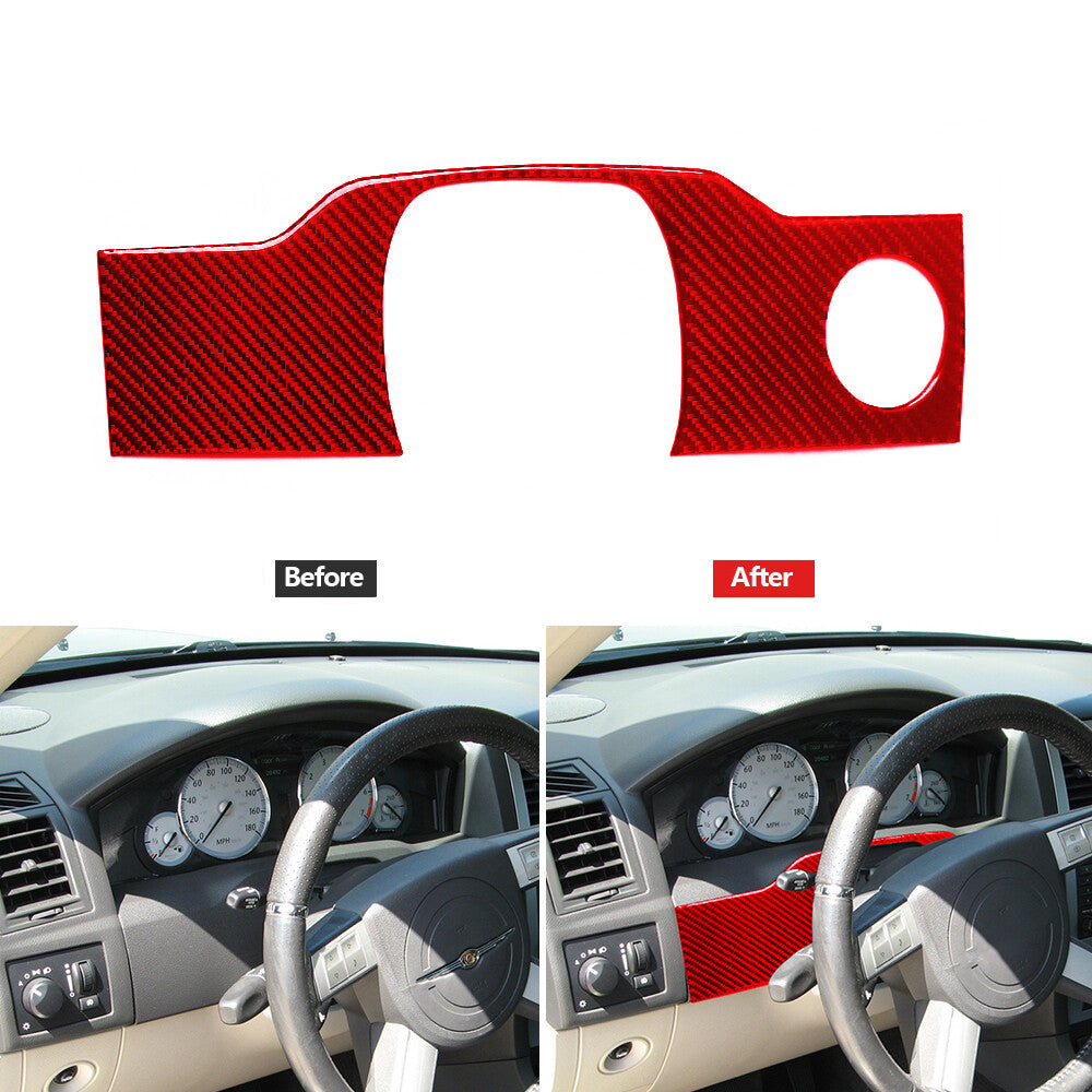 Red Carbon Fiber Steering Wheel Accent Cover Trim Fit for Chrysler 300 2005-2007