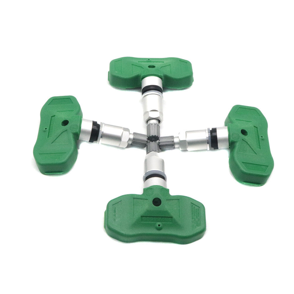Four new green tire pressure sensors (TPMS) for GM for Cadillac CTS, for Buick , and for Chevrolet (15268606-).