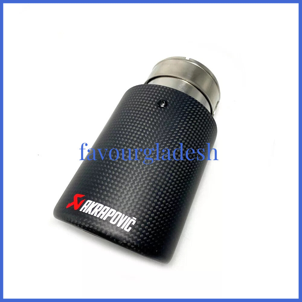 Universal AKRAPOVIC Exhaust Tip Muffler Pipe Carbon Fiber 63mm inlet 76mm outlet