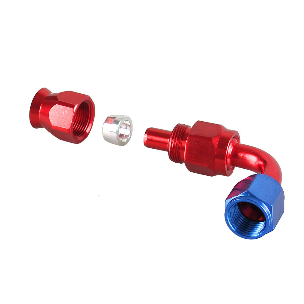 10AN PTFE Hose End Fittings 90Degree Aluminum Swivel AN10 For PTFE Hose Only Red
