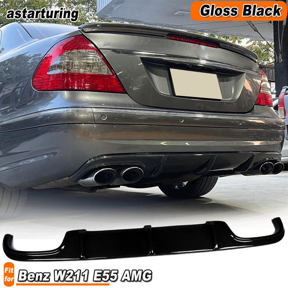 for Benz E-class W211 E55 Sedan 2003-06 Gloss Black Rear Bumper Diffuser Lip