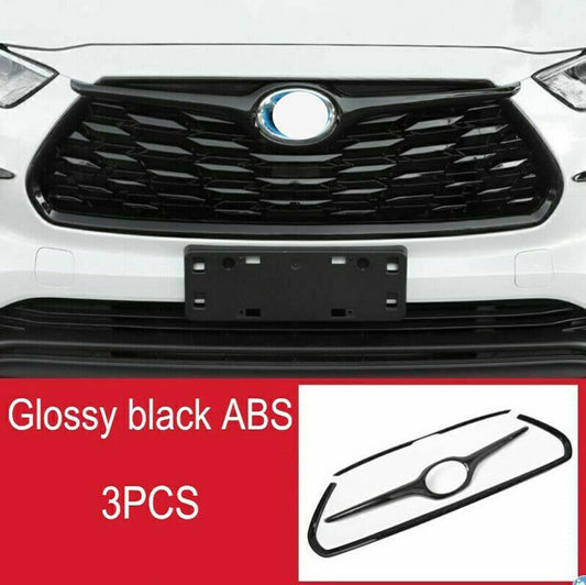 Bright Black Style Front Bumper Grille 2020-24 for Toyota Highlander Frame Trim