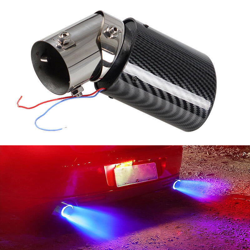 1Car Exhaust Muffler Tail Pipe Blue LED Turbo Throat Rolled Models Rolled Edges