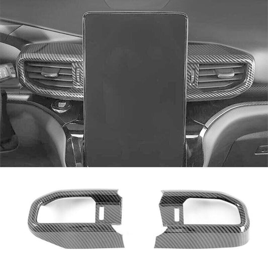 Central Console Air Outlet Vent Trim 2pcs for Ford Explorer 2020-22 Carbon Fiber