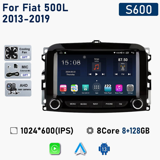for Fiat 500L 2013-2019 Android CarPlay Car Radio Multimedia GPS Stereo Player