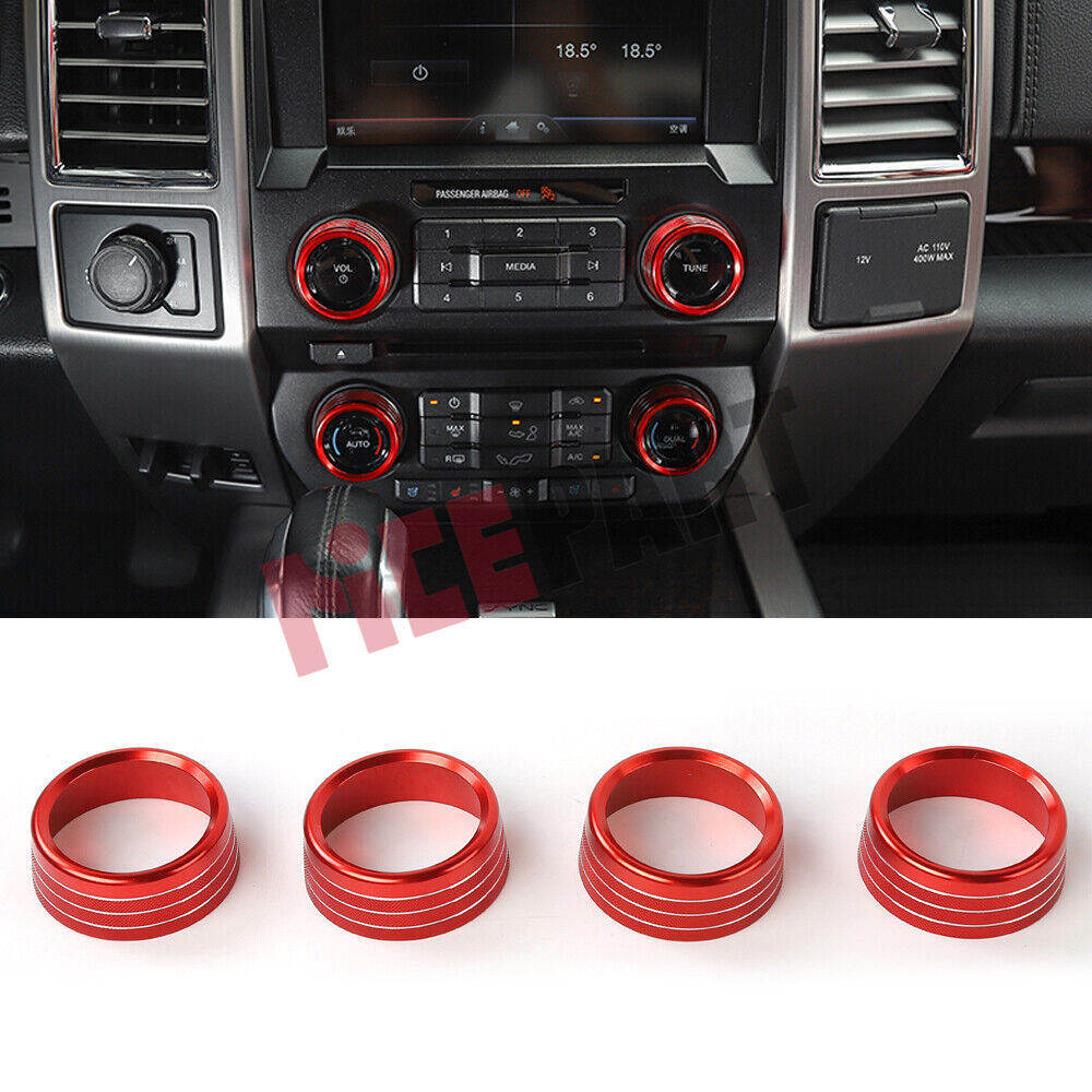 6a Air Conditioning Audio Switch Knob Decorative Cover Red for Ford F150 15-20 Accessories
