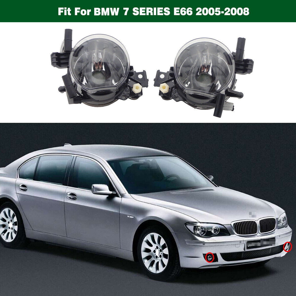 Left Right Clear Bumper Driving Fog Lamps Lights for BMW 7SERIES E66 2005-2008