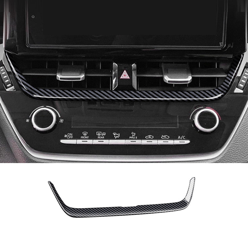 Carbon fiber trim for the center air vent of the dashboard on for Toyota for Corolla 2019-2024 vehicles.