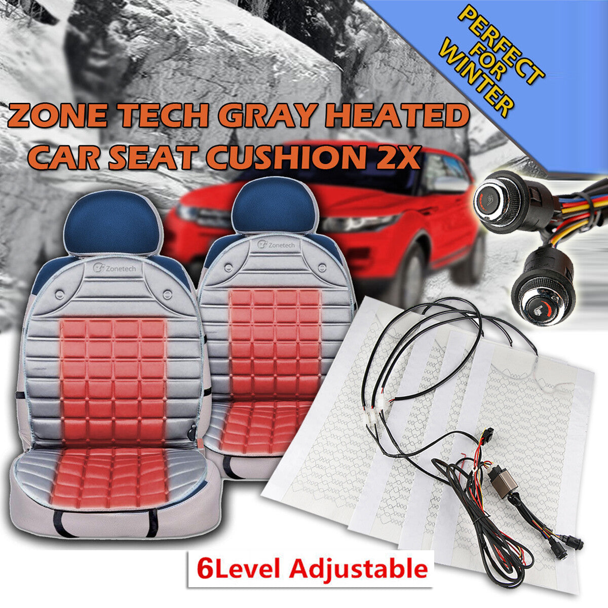 4X Universal Car for Seat Heater Pads Carbon Fiber Heating Heated Cushion Warmer