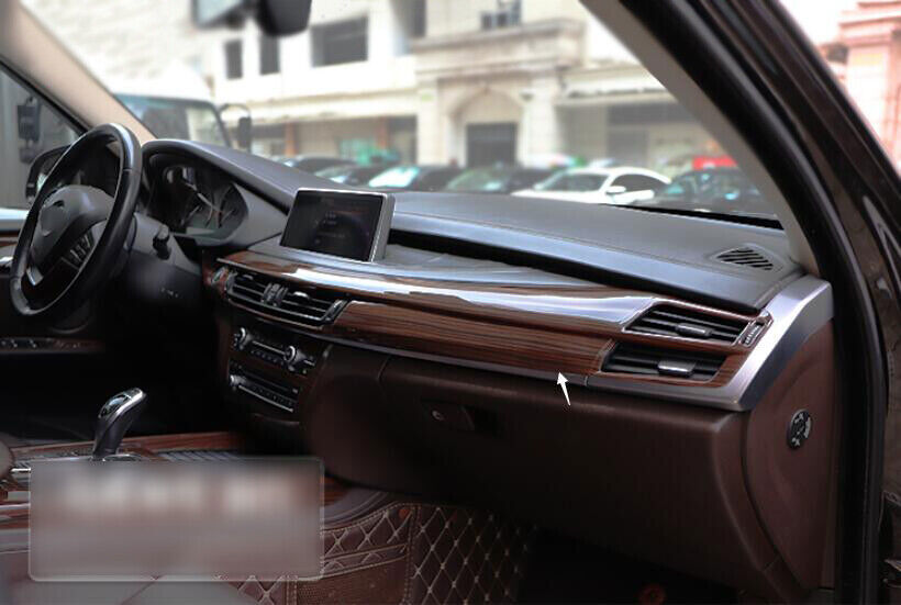 for BMW X5 F15 2014-2018 Red Wood Grain Central Console Instrument Strip Trim 2P