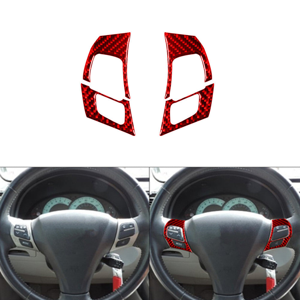 Red Carbon Fiber Steering Wheel Button Cover Type D for Toyota for Camry 2007-2011