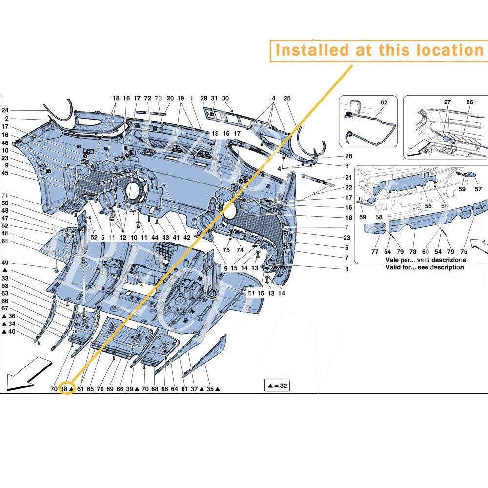 for Ferrari for 488 GTB Spider right-hand grip Diffusser inner fin equipment manufacturer: 86640500