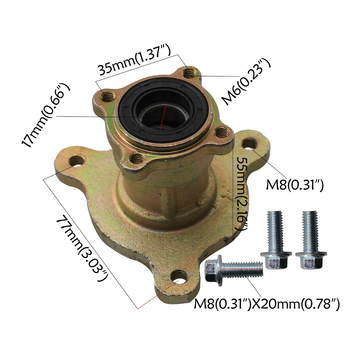 All-terrain vehicle go-kart steering spindle 3-stud wheel hub brake rotor Taodao 110 125cc 150cc