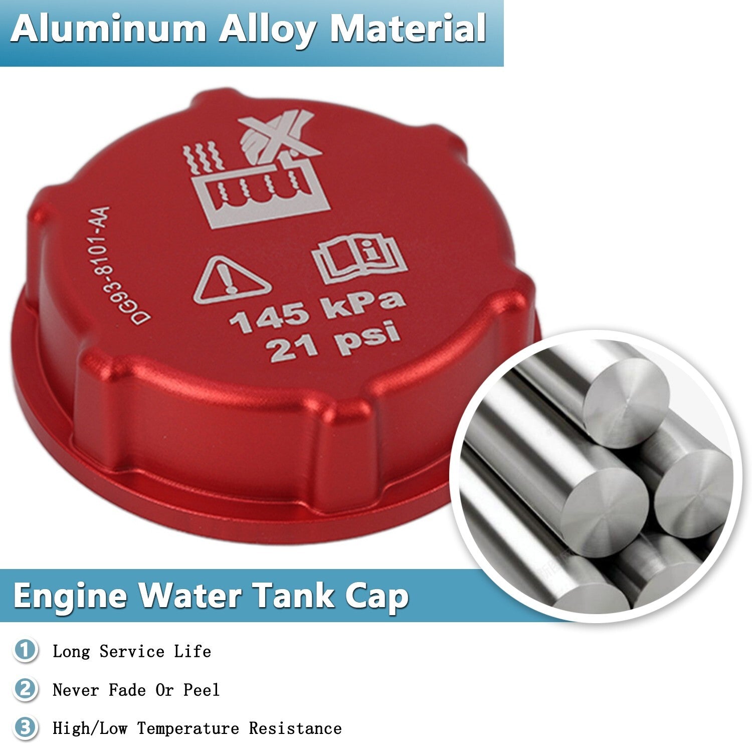 Red Engine Water Tank Cap Trim Cover for Ford Bronco/Bronco Sport 2021-2023