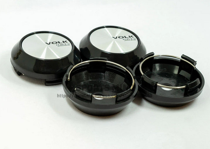 4-piece set of 64mm Volk Ray rim caps, hub center caps, hub cap logos, silver TE37