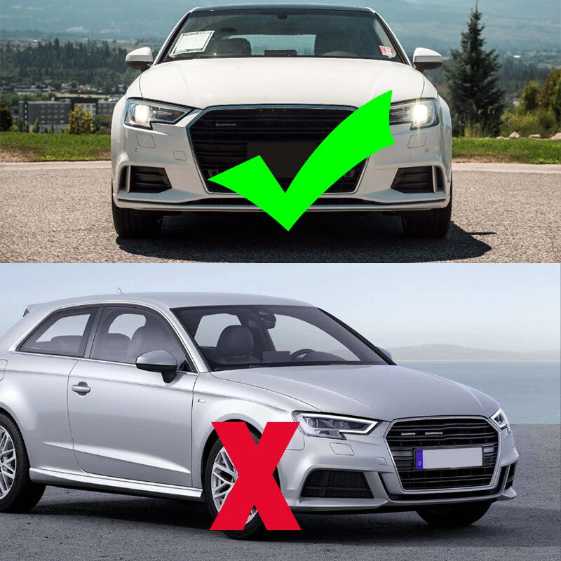 A pair of for Audi A3 2017-2019 car front bumper fog light trim covers and bezels.
