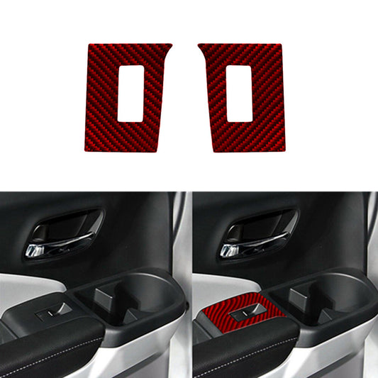 Red Carbon Fiber Rear Door Control Frame Cover Trim for Honda Ridgeline 2017-20