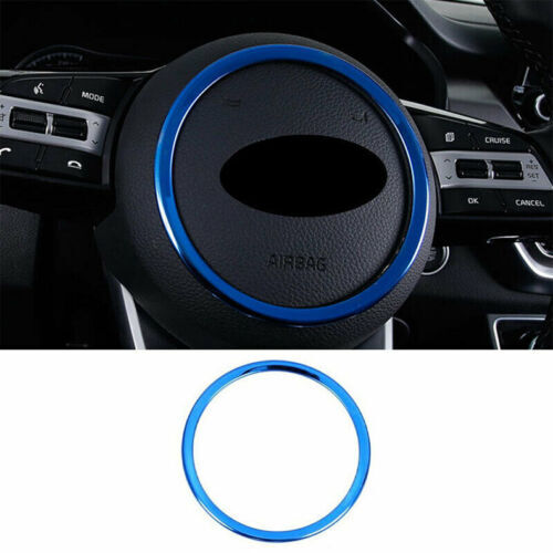 for Kia Seltos 2020-2023 Blue Steering Wheel Central Horn Ring Trim Cover Steel