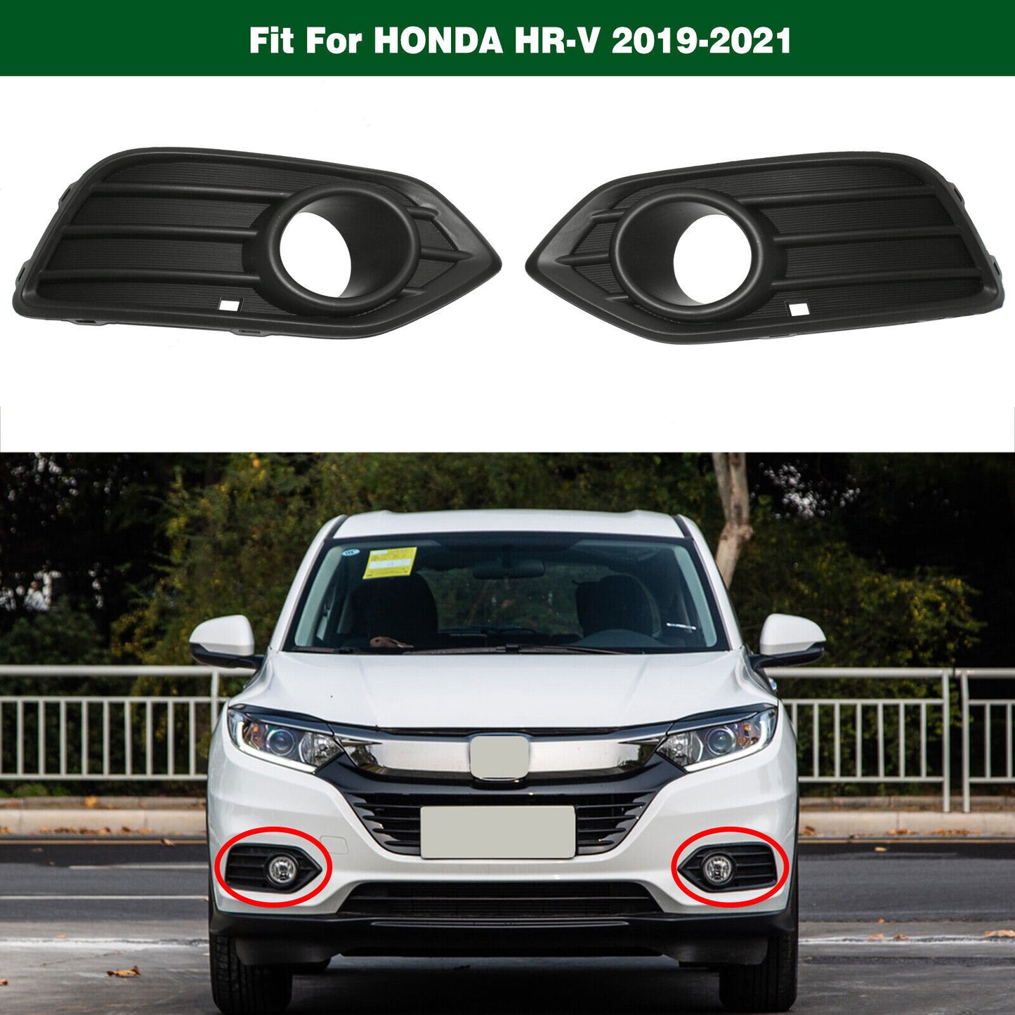 Pair Front Fog Light Lamp Trim Cover Grille Bezel Fit for HONDA HR-V 2019-2021