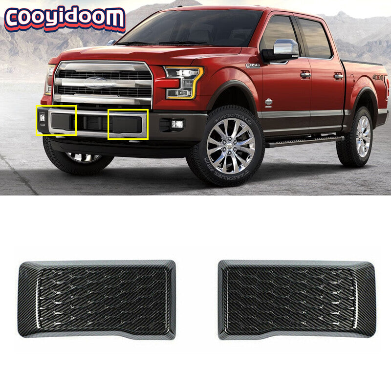 2-Piece Carbon Fiber Front Bumper Protector Covers for Ford F-150 (2015-20)