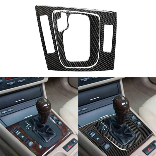2Pcs Carbon Fiber Interior Gear Shift Frame Cover Trim for BMW 3 Series E46